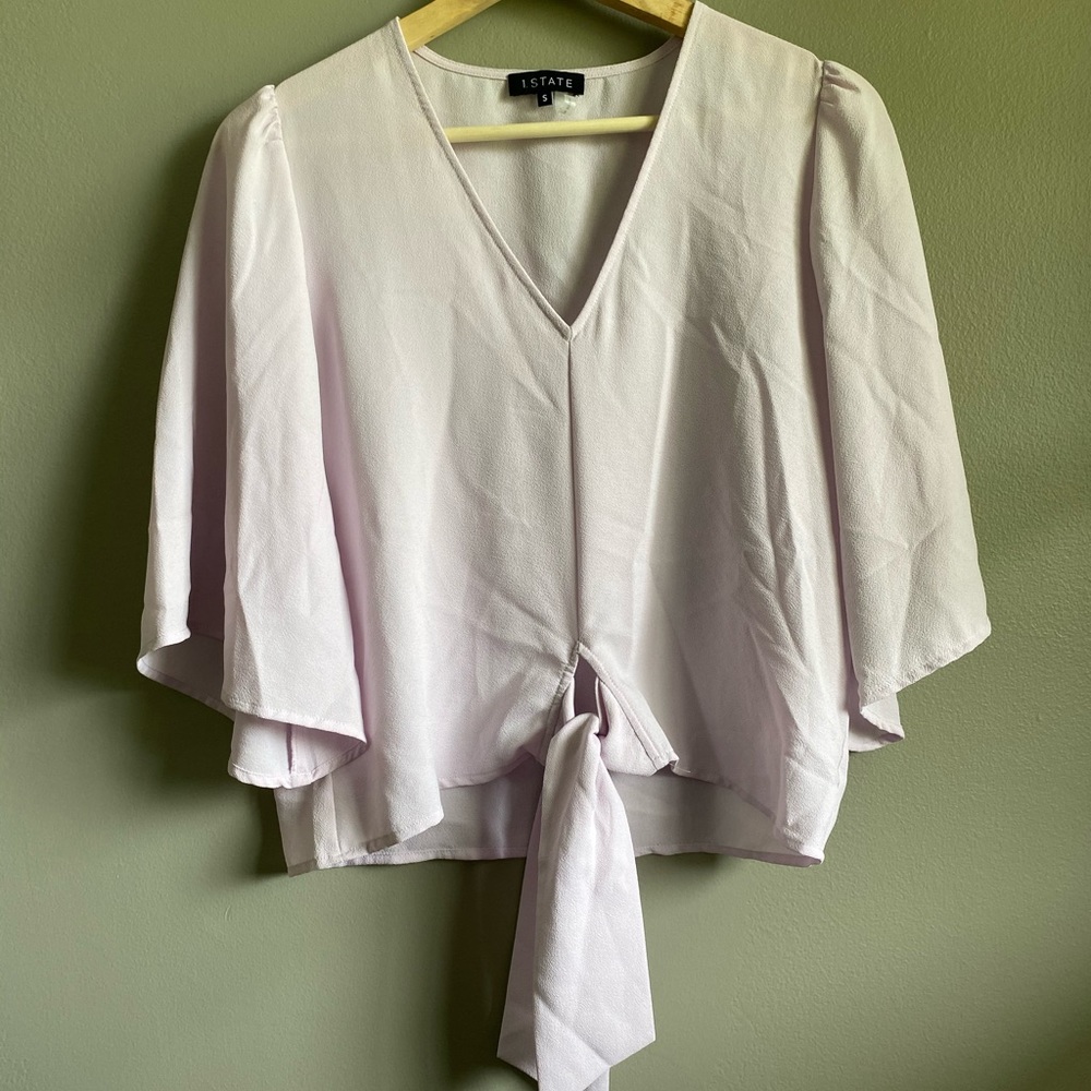1. State Flowy Tie Front Top